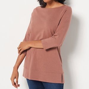 🎉SOLD ON EBAY🎉 Denim & Co. Jersey Petite Boatneck 3/4 Sleeve Tunic